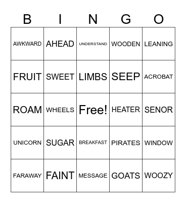 CAPS 3 Bingo Card