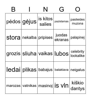 ome.tv bingo Card