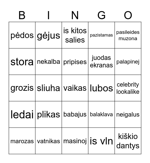 ome.tv bingo Card