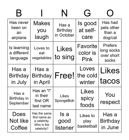 Find someone who... Bingo Card
