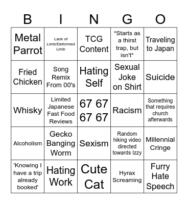 Brandon Reels Bingo Card