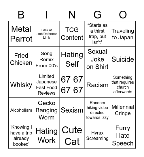 Brandon Reels Bingo Card