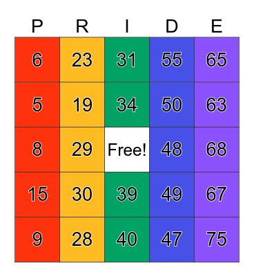 Leadership Pride Bingo Card