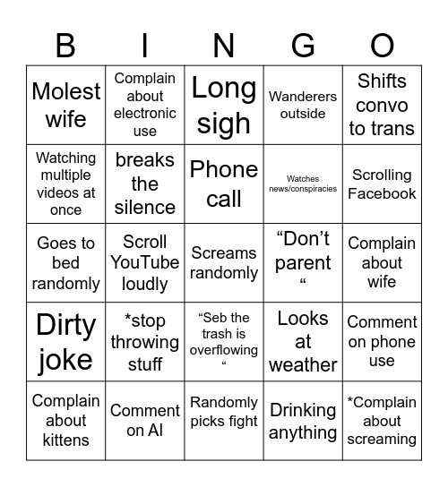 Dad Bingo Card