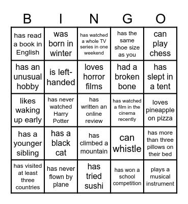Find someone who... Bingo Card