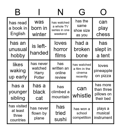 Find someone who... Bingo Card