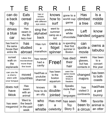 OL Training BINGO Card