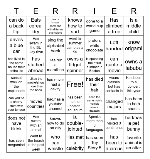 OL Training BINGO Card