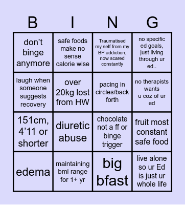 Lia’s Ed bingo Card
