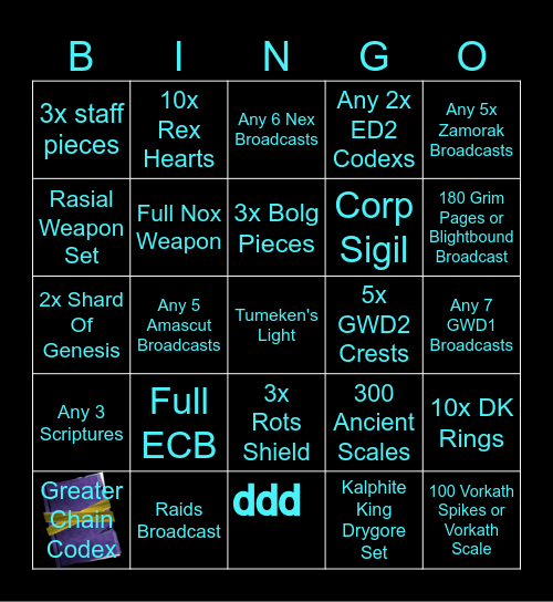 RS3 Boss Hub Bingo Card