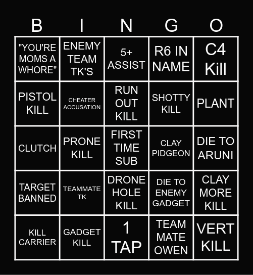 RANKED BINGO Card