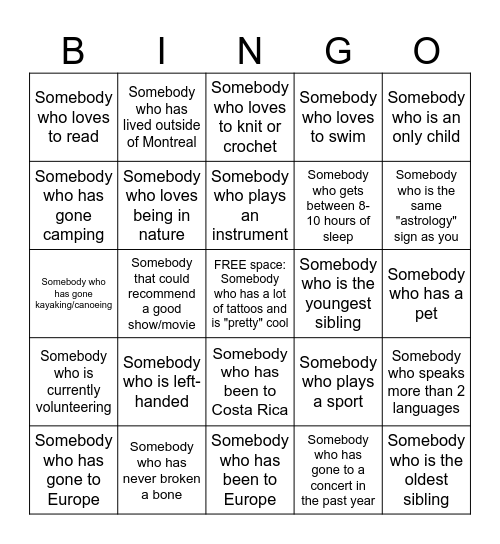 URBAN CAMP CONNECTION Bingo Card
