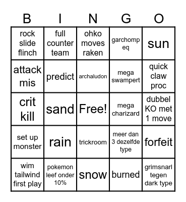 pokemon bingo Card