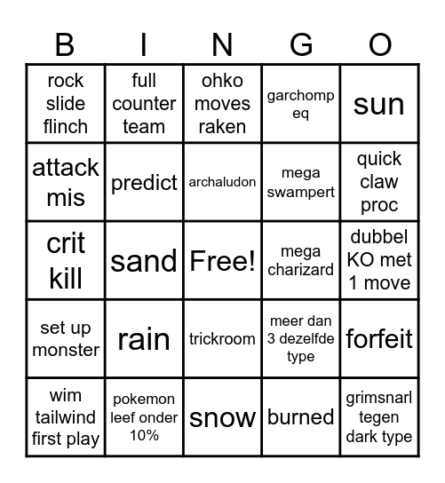 pokemon bingo Card