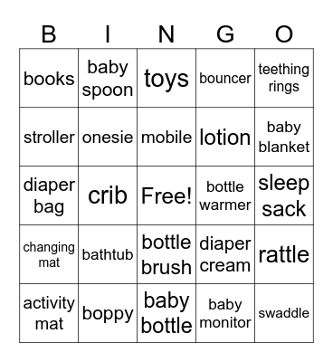 Baby Bingo Card