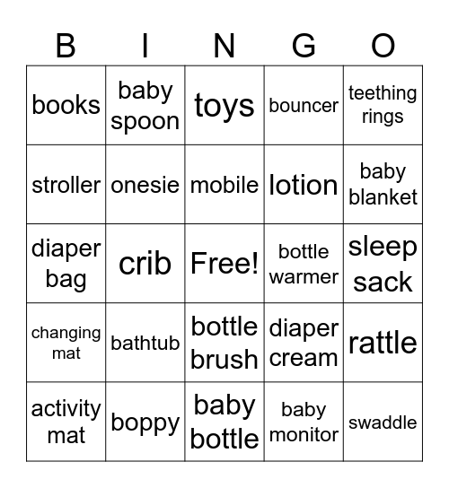 Baby Bingo Card