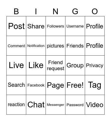 Facebook Bingo Card