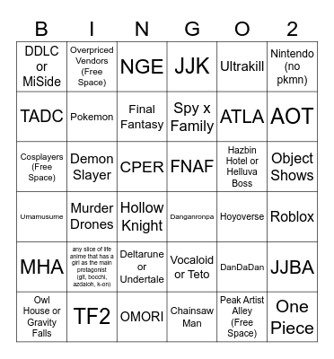 Nerd Convention Bingo Card Bingo Card