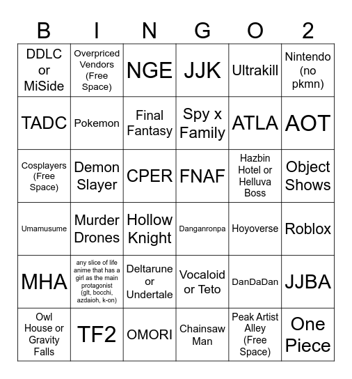 Nerd Convention Bingo Card Bingo Card