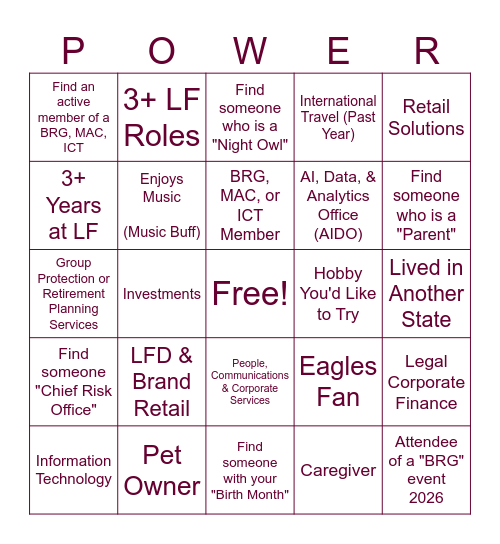 Power in Possibility Bingo Card