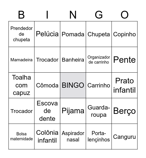 CHÁ DE FRALDAS DO EFRAIM Bingo Card