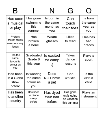 Find Someone Who... Bingo Card