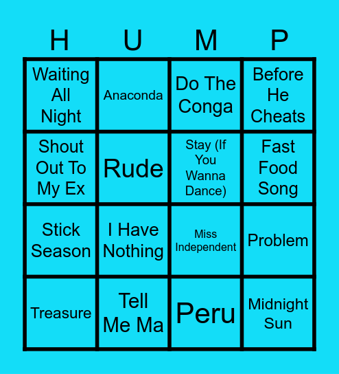 Hump Day Hits  nope (Round 2) Bingo Card