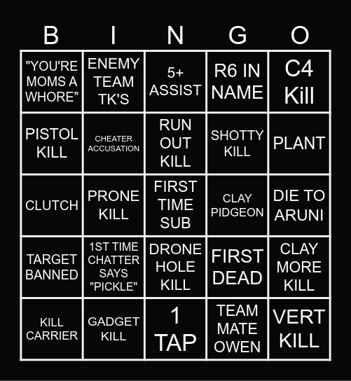 RANKED BINGO Card