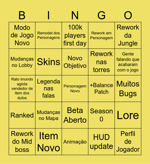 Bingo da Taverna da próxima att Bingo Card