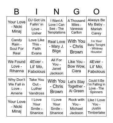 Bridal Brunch Music Bingo Card