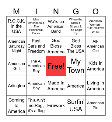 AMERICA Bingo Card