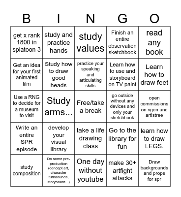 Summer Stuff Bingo Card
