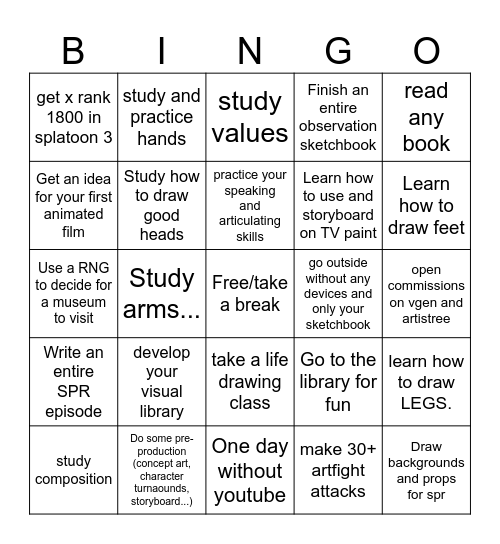 Summer Stuff Bingo Card