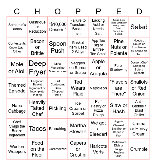 you will be Bingo Card
