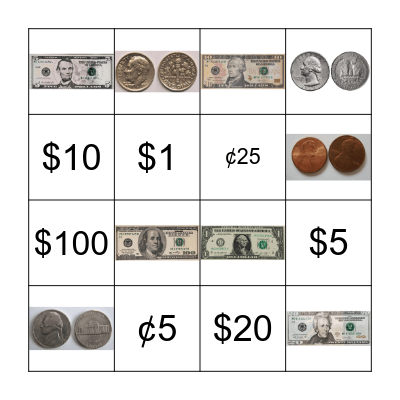 Money Bingo Card