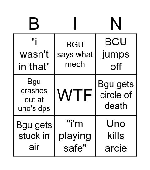 new raid Bingo Card