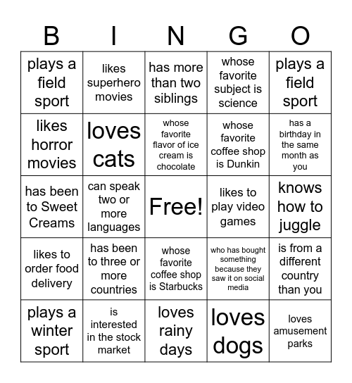 Find Someone Who... Bingo Card