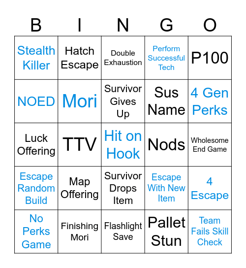 Dead by Daylight (1) Bingo Card