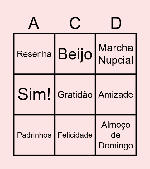 Bingo dos Noivos Bingo Card