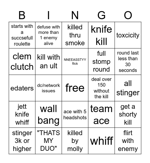 valorant Bingo Card