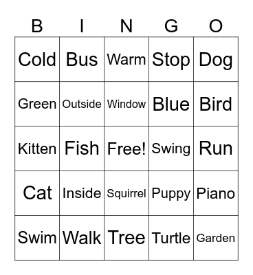 Summer Fun Bingo Card
