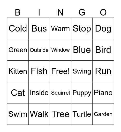 Summer Fun Bingo Card