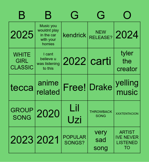 SPOTIFY DJ BINGO Card