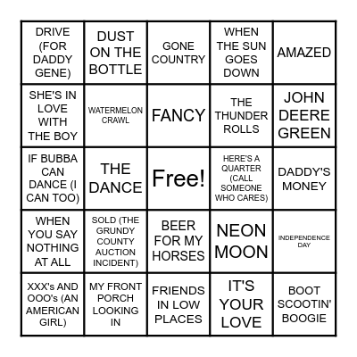 COUNTRY PARTY #2 Bingo Card