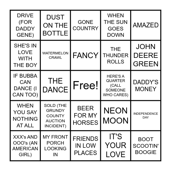 COUNTRY PARTY #2 Bingo Card