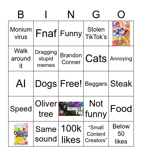 2026 YT shorts bingo Card