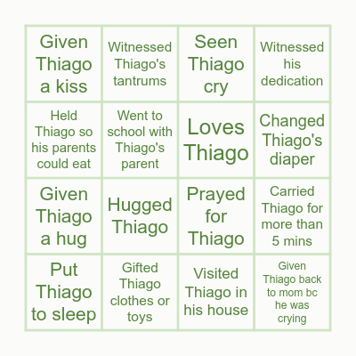 Thiago's First Year! Bingo Card