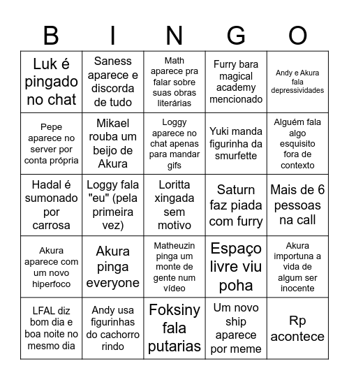 Bingola do serrote Bingo Card