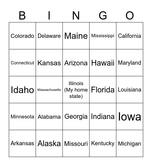 Collect all 50 Bingo Card