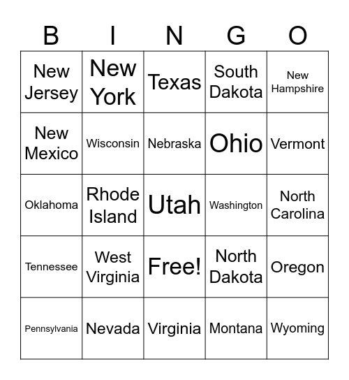 Collect all 50! Bingo Card